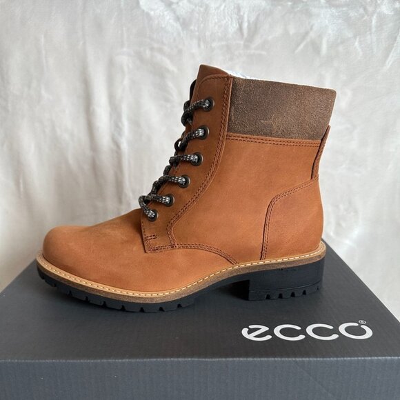 NIB! Ecco Elaina Lace Hydromax Ankle Boot 202123 Womens Size 5-5.5 Cognac/Brown - Picture 8 of 12